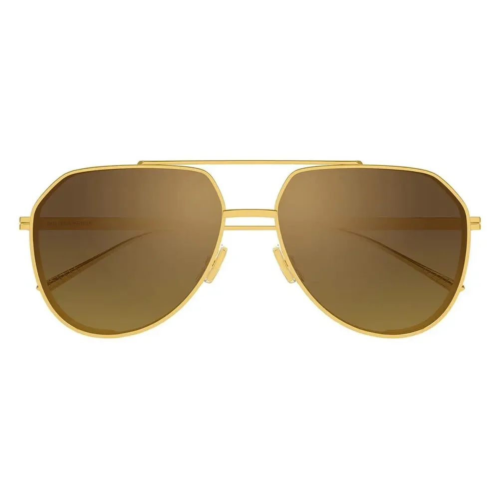 Bottega Veneta BV1465S Light Ribbon Aviator Gold Mirror Sunglasses